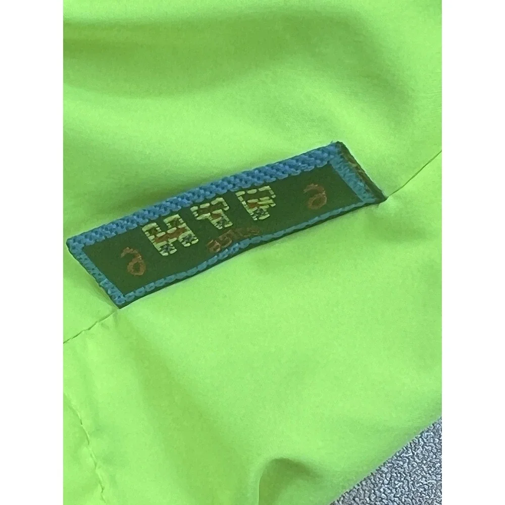 ASICS Jacket Mens HTC Large Yellow Relax-Fit Full Zip Running Windbreaker